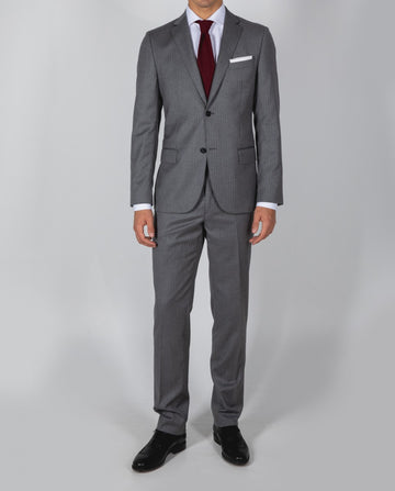 Grey Suit Regular Herringbone 100% Flece wool